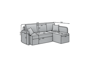 Canapé d'angle droit fixe <strong></strong> <strong></strong> 3 places Polyester gris avec coffre de rangement