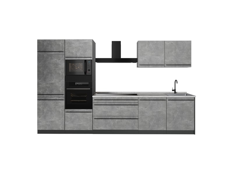  Vicco cuisine, bétonanthracite, 340cm plan de travail marbre  - Conforama A