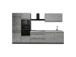 Vicco cuisine, bétonanthracite, 340cm plan de travail marbre