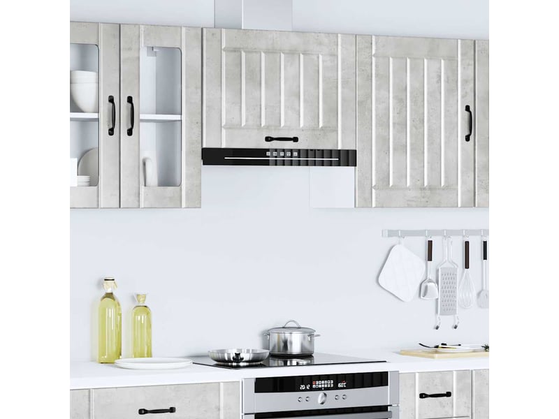 Meuble de rangement, armoire murale de cuisine lucca gris béton bois ingénierie shl7777 - Conforama D