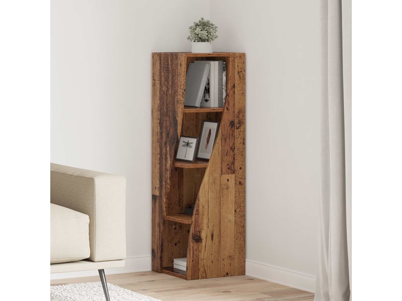  Meuble d'angle, meuble de rangement salon 32x32x102cm bois d'ingénierie bois ancien  - Conforama B