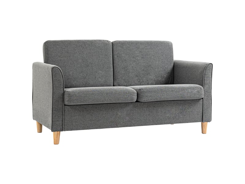  Canapé 2 places en tissu aspect lin pieds en bois gris 141 x 70 x 78 cm  - Conforama A