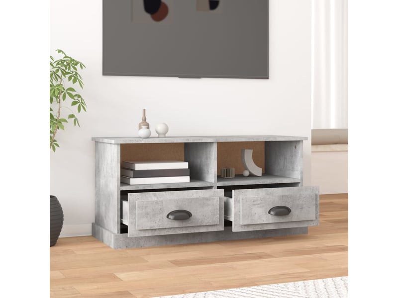  Meuble tv - banc tv - meuble de rangement gris béton 93x35,5x45 cm bois d'ingénierie  - Conforama C