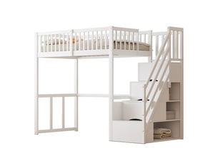 Lit mezzanine 90x200 cm <strong>OKWISH</strong>  <strong></strong> coloris blanc