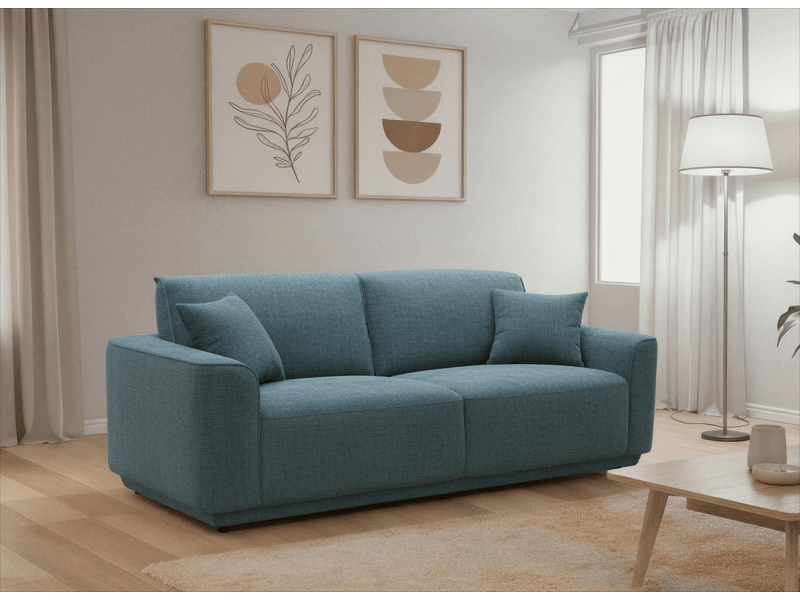  Canapé 3 places en velours chiné bleu carlota CARLOTA - Conforama B