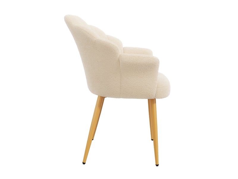 Fauteuil 1 place en tissu bouclé beige, dossier pétale, 64x65,5x85 cm - Conforama R