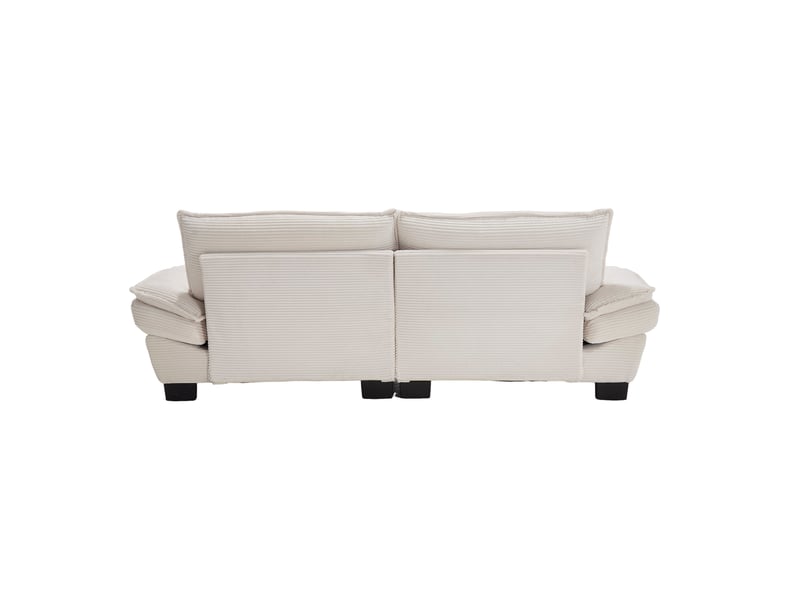  Canapé 2 places 224x81x81 cm ultra-profond avec 2 coussins, structure bois, velours beige  - Conforama D