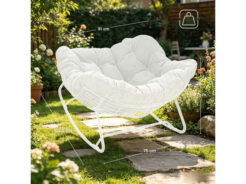 Fauteuil à bascule demi-cercle en chenille avec cadre en métal 150 kg  - Conforama C