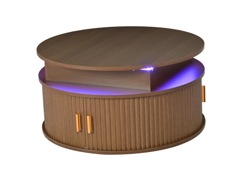  Table basse, avec rangement, avec led, en mdf, marron Noyer - Conforama A