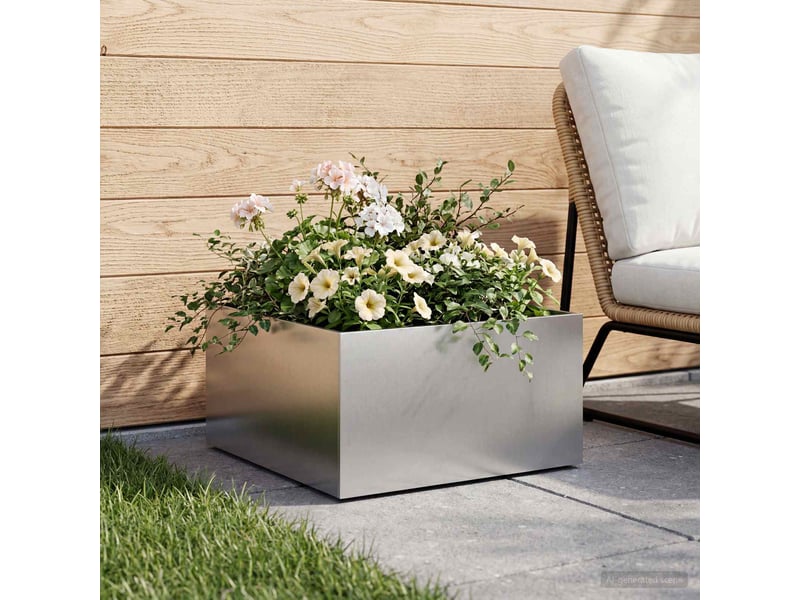  Jardinière - cache-pot de jardin argenté 60 x 60 x 30 cm acier galvanisé  - Conforama B