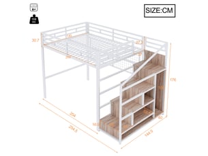 Lit mezzanine 140x200 cm <strong></strong> <strong></strong> coloris blanc