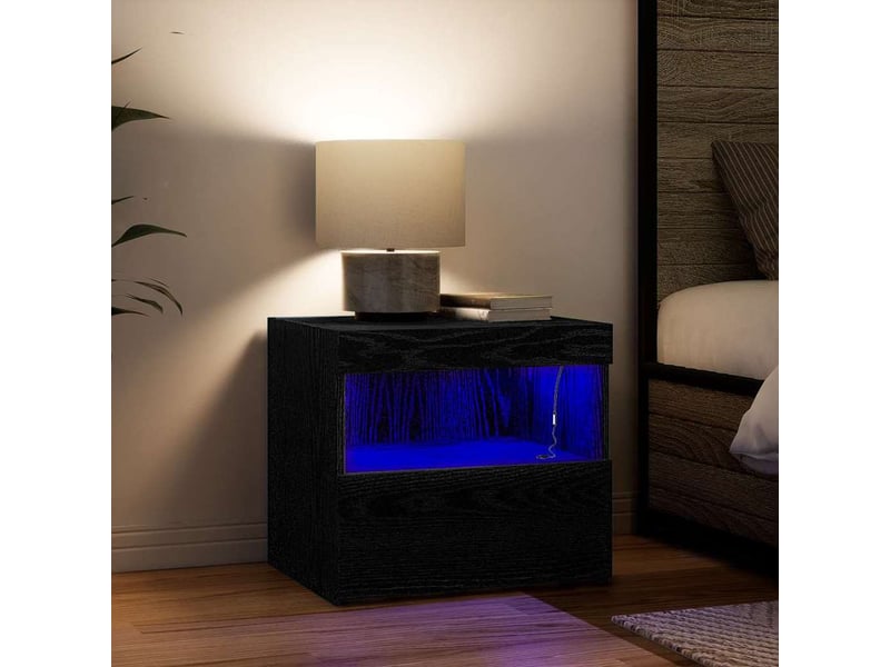 Table de chevet - cabinet de chevet - table de nuit chêne noir 50 x 40 x 45 cm bois d'ingénierie - Conforama C