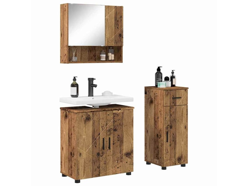  Ensemble de mobilier de salle de bain 3 pc bois ancien cf64259  - Conforama C