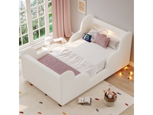 Lit simple 90x200 cm <strong>HAUSS SPOLE</strong>  <strong></strong> coloris beige