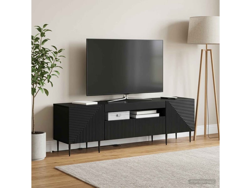  Meuble tv - banc tv - meuble de rangement led noir bois d'ingénierie  - Conforama B