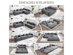 Canapé droit fixe <strong></strong> <strong></strong> 2 places Velours côtelé gris avec coffre de rangement