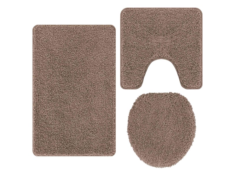  Ensemble de tapis de bain antidérapants 3 pc marron 50 x 80 cm cf64754  - Conforama A