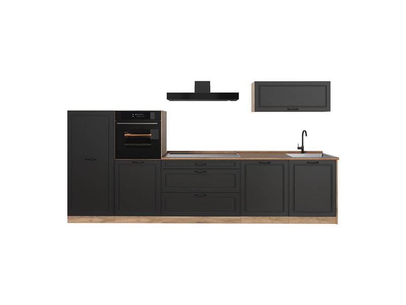 Vicco cuisine, anthracite campagnechêne doré, 340cm plan de travail chêne doré - Conforama A