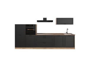 Vicco cuisine, anthracite campagnechêne doré, 340cm plan de travail chêne doré