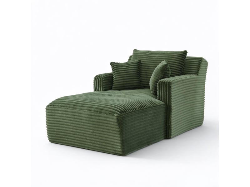  Méridienne en velours côtelé 1 place fauteuil relax vert sans montage  - Conforama A