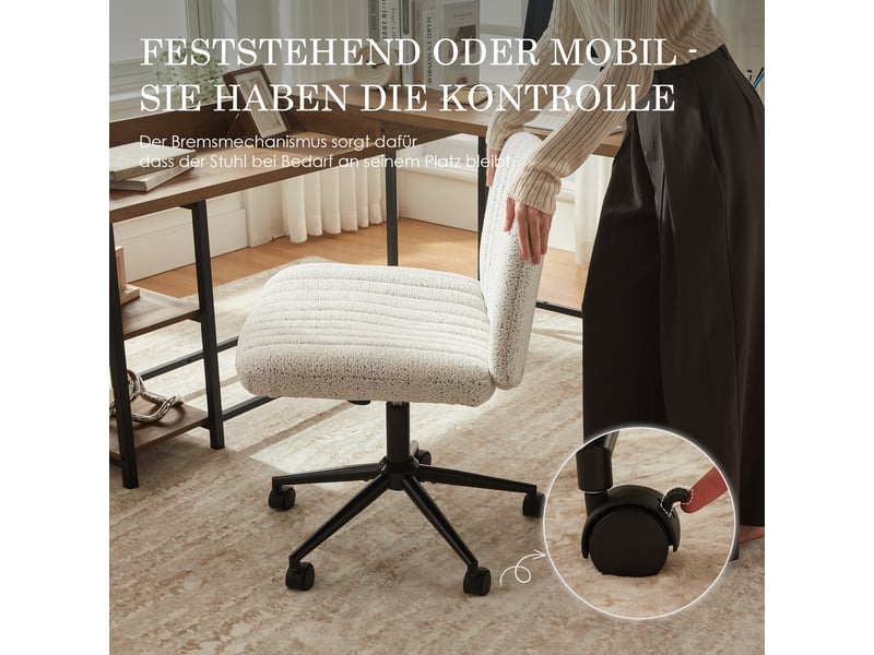  Chaise de bureau criss cross – roulettes verrouillables – assise large – blanc  - Conforama D