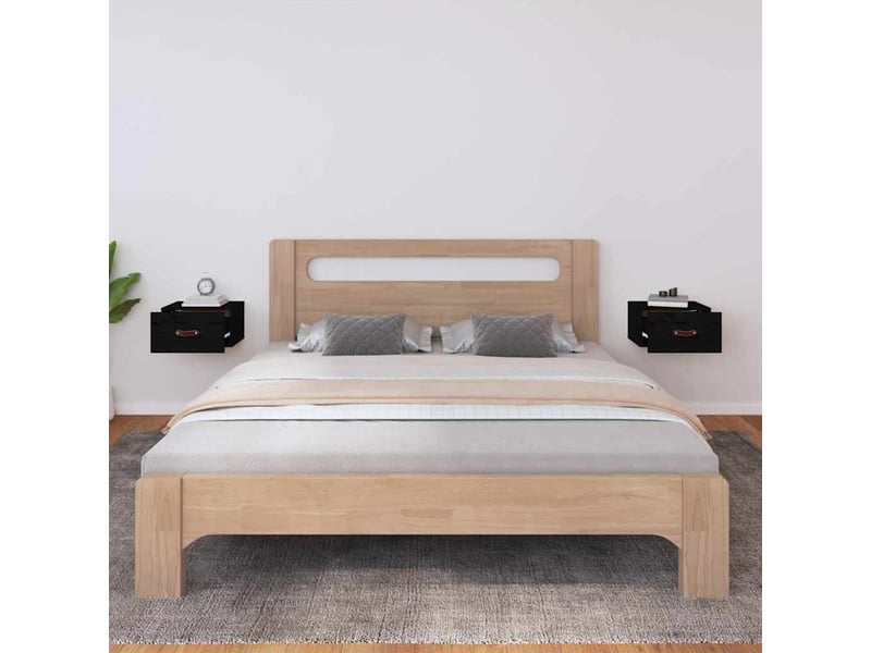  Lot de 2 table de chevet murales, table d'appoint noir 40x29,5x22 cm  - Conforama C