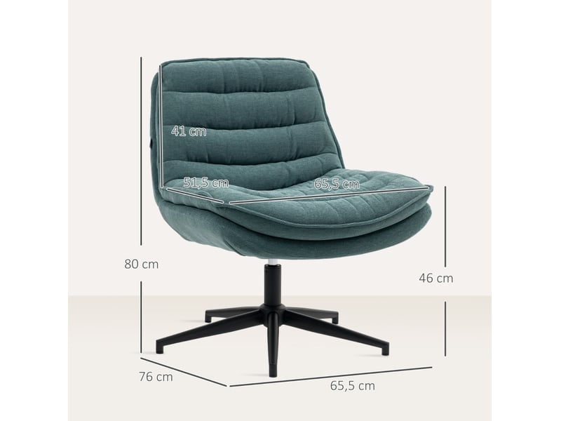  Chaise de bureau 65,5x76x80 cm sans accoudoirs réglable en hauteur vert foncé  - Conforama D
