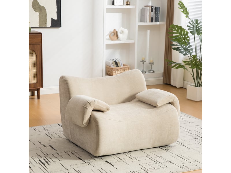 Canapé modulable, canapé de salon : base antidérapante, mousse haute densité, en tissu chenille, kaki clair - Conforama C