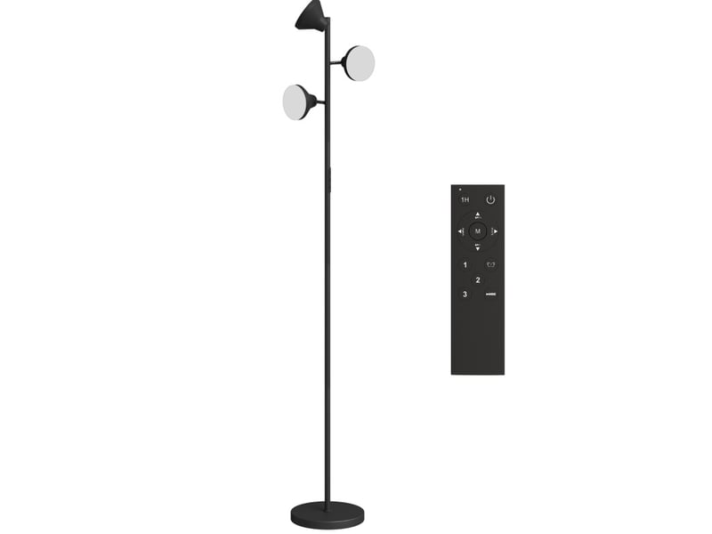  Lampadaire à 3 têtes orientables 25 x 25 x 170 cm – noir – rgb, variateur tactile et télécommande rf  - Conforama D
