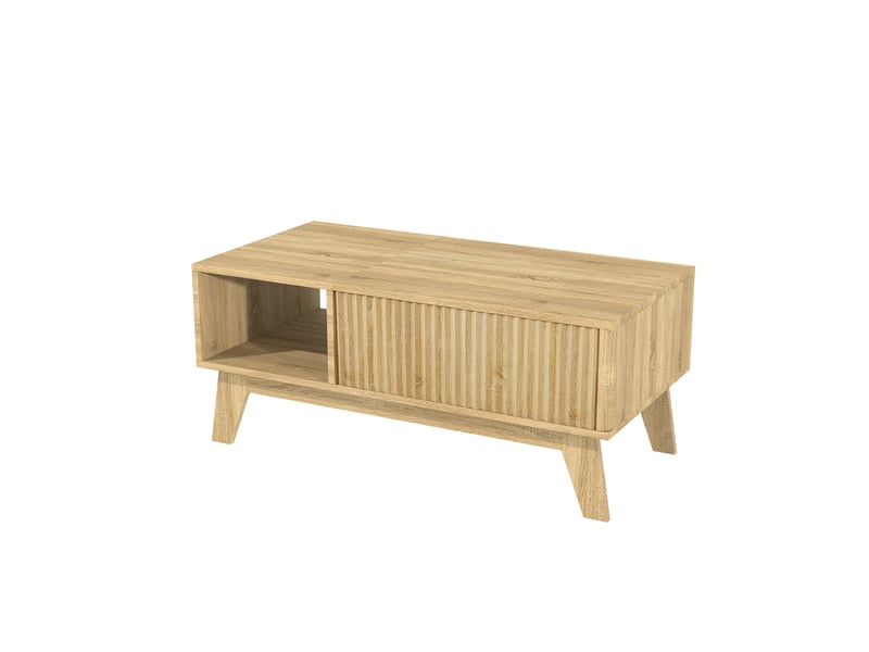  Table basse relevable 95x48x42 cm avec plateau extensible et rangement, table de salon et bout de canapé, couleur bois  - Conforama R