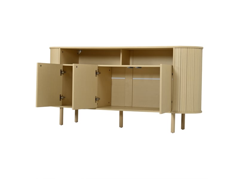 Buffet bois naturel 160 cm commode moderne 3 portes  - Conforama E