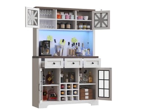 Armoire de cuisine moderne avec led, buffet haut avec porte-bouteilles, meuble de rangement blanc 120x40x180 cm pour salon.