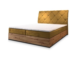 Lit avec rangement 140x200 cm <strong>MASSENO</strong>  <strong></strong> coloris jaune
