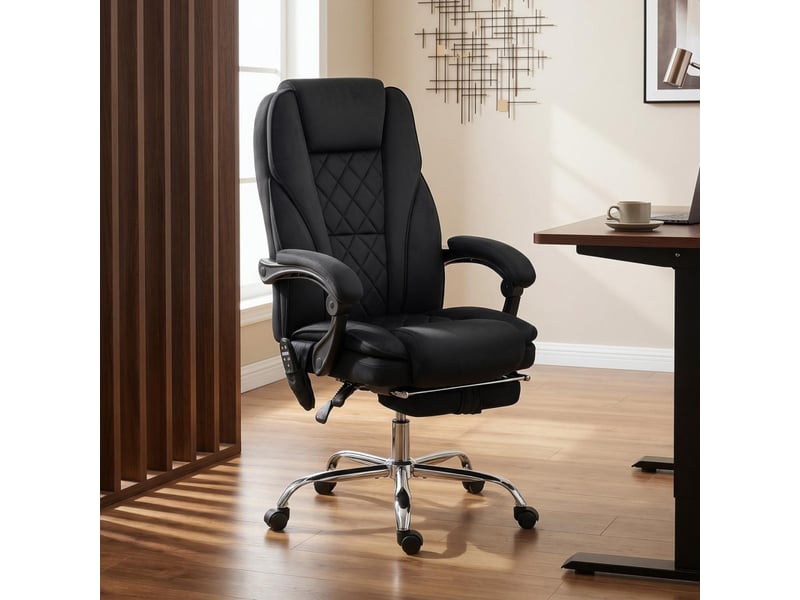  Fauteuil de bureau isolvay massant chauffant inclinable velours noir  - Conforama E