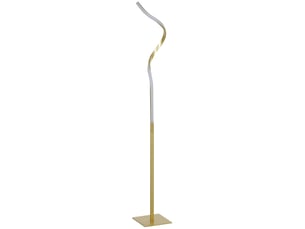 Lampadaire led en spirale, doré, avec 3 niveaux de luminosité et interrupteur au pied.