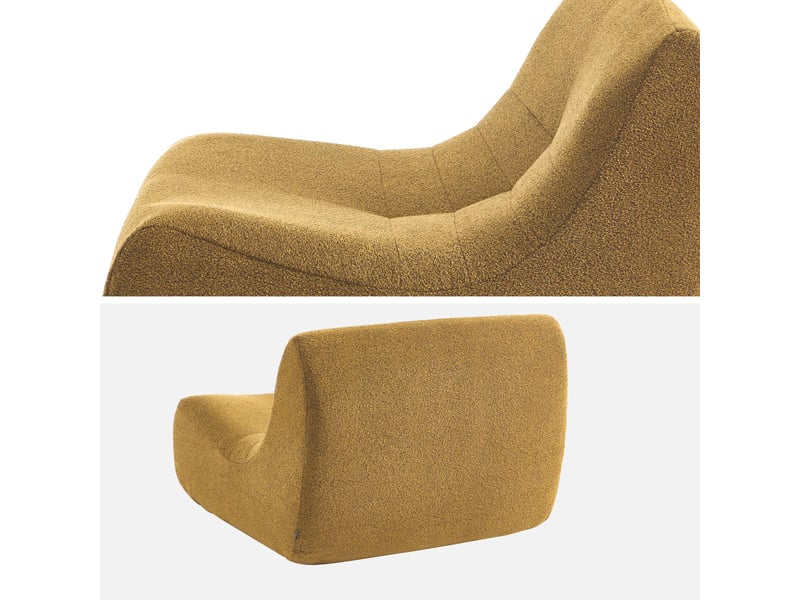  Fauteuil chauffeuse en bouclette texturée moutarde style contemporain 1 place  - Conforama E