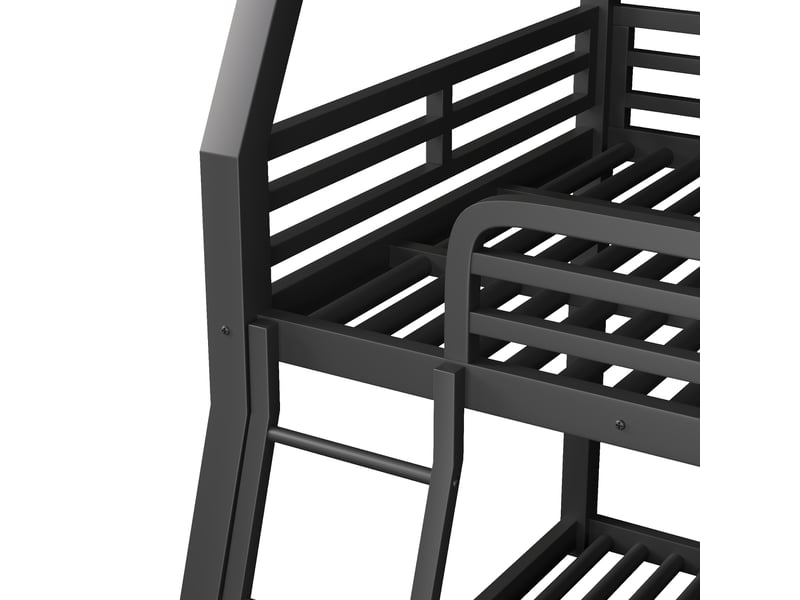 Lit superposé triple,90x200 120x200 140x200 cm,avec échelles,métal,noir - Conforama E
