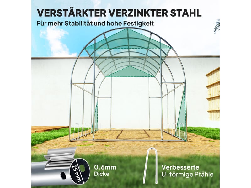  Serre de jardin 300x200x195 cm 6 fenêtres porte enroulable verte  - Conforama D