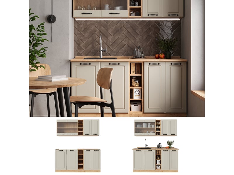  Vicco cuisine, sable campagnechêne doré, 160cm sans plan de travail  - Conforama D