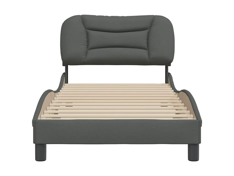  Lit simple- lit adulte -  cadre de lit sans matelas hvar gris foncé 80x200 cm tissu  - Conforama C