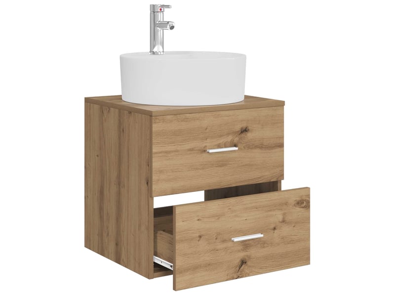 Vanité de lavabo mural, meuble de rangement chêne artisanal 49.5x44.5x65 cm shl2078 - Conforama C