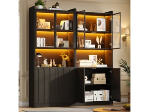 Vitrine coloris noir 10 étagère(s) <strong></strong> <strong>Fay Lum</strong> - 160 cmx200 cm