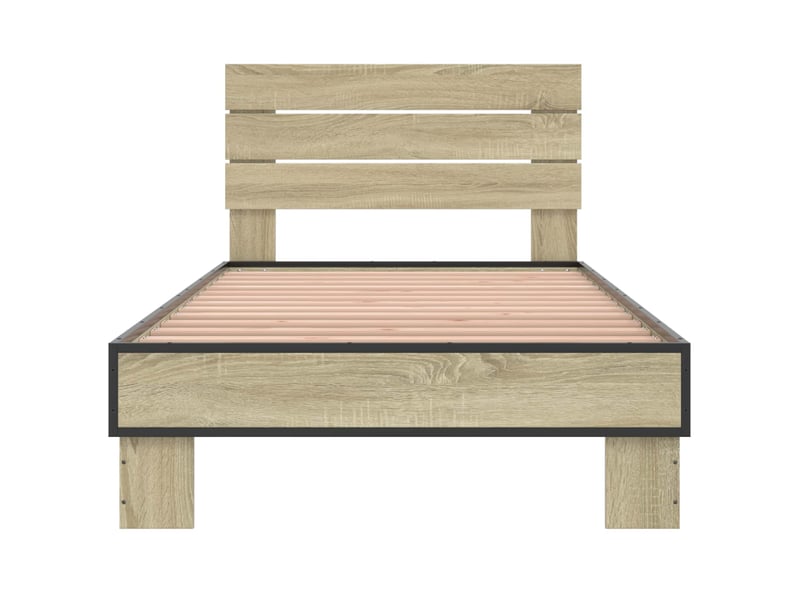  Lit simple- lit adulte -  cadre de lit avec tête de lit chêne sonoma 80 x 200 cm  - Conforama C