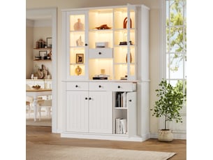 Vitrine coloris blanc 21 étagère(s) <strong>FLORAGRACE</strong> <strong></strong> - 119.5 cmx180 cm