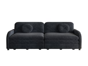 Canapé 3 places extensible 3-en-1 206 cm, fonction lit king-size, chenille, noir