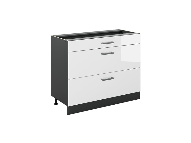 Vicco meuble cuisine, blanc haute brillanceanthracite, 100cm sans plan de travail - Conforama A