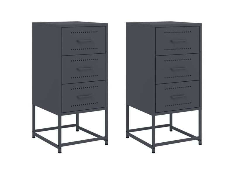  Lot de 2 tables de chevet - cabinet de chevet - table de nuit anthracite 36x39x78 cm acier  - Conforama A