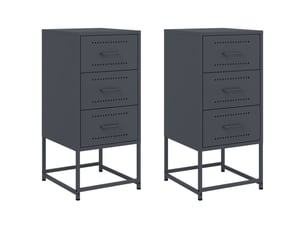 Lot de 2 tables de chevet - cabinet de chevet - table de nuit anthracite 36x39x78 cm acier