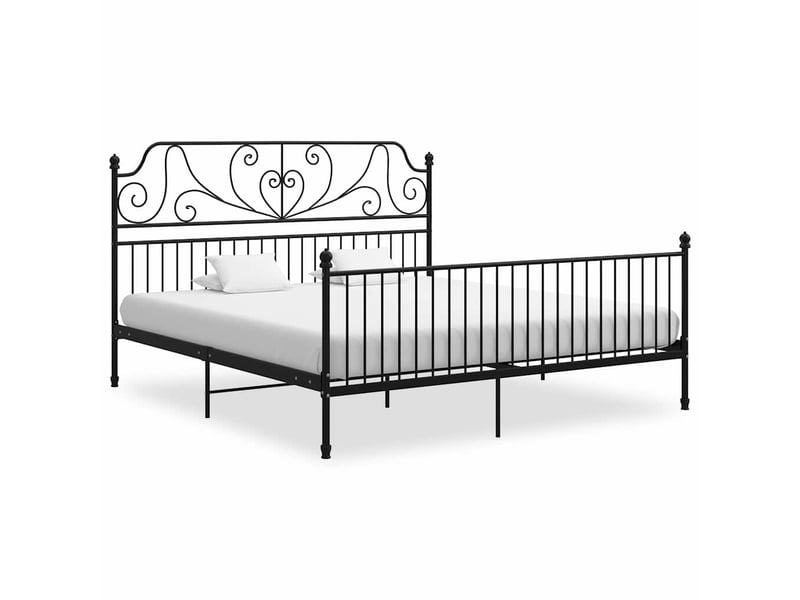  Lit adulte, lit double, cadre de lit sans matelas noir métal 200x200cm cf15718  - Conforama B