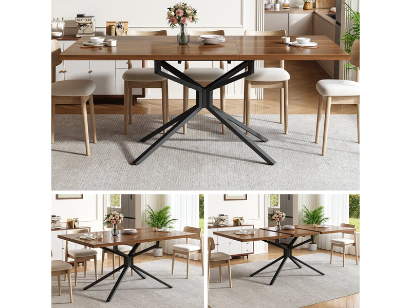  Table extensible effet bois foncé avec pied étoile, 120 à 160 cm Fay Lum - Conforama B